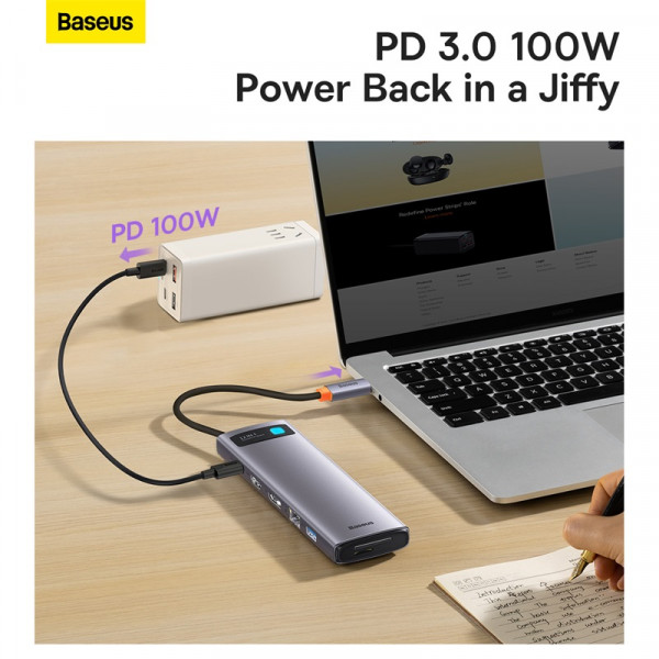 USB-хаб Baseus Metal Gleam Series 12-in-1 Multifunctional Type-C HUB Docking Station Gray