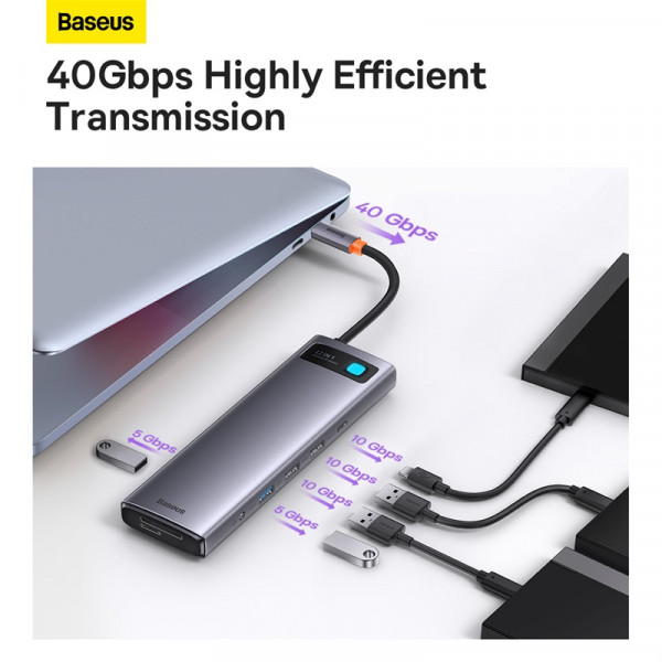 USB-хаб Baseus Metal Gleam Series 12-in-1 Multifunctional Type-C HUB Docking Station Gray