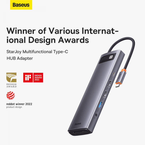 USB-хаб Baseus Metal Gleam Series 12-in-1 Multifunctional Type-C HUB Docking Station Gray