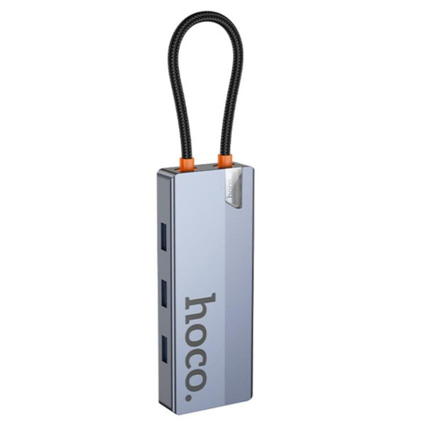 USB-хаб HOCO HB51 Wow 6-in-1 multi-function converter (HDTV+RJ45+PD+USB3.0*3) Deep Space Gray