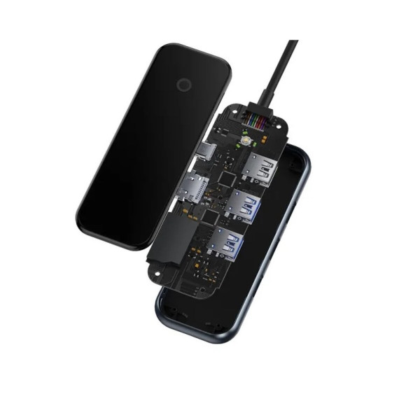 USB-Hub Baseus AcmeJoy 7-Port Type-C HUB Adapter（Type-C to HDMI*1+USB3.0*2+USB2.0*1+Type-C PD&Data *1+SD/TF*1）Dark Gray