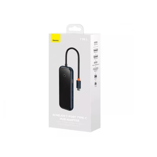USB-Hub Baseus AcmeJoy 7-Port Type-C HUB Adapter（Type-C to HDMI*1+USB3.0*2+USB2.0*1+Type-C PD&Data *1+SD/TF*1）Dark Gray