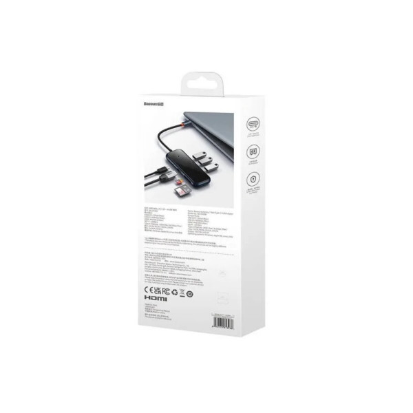 USB-Hub Baseus AcmeJoy 7-Port Type-C HUB Adapter（Type-C to HDMI*1+USB3.0*2+USB2.0*1+Type-C PD&Data *1+SD/TF*1）Dark Gray