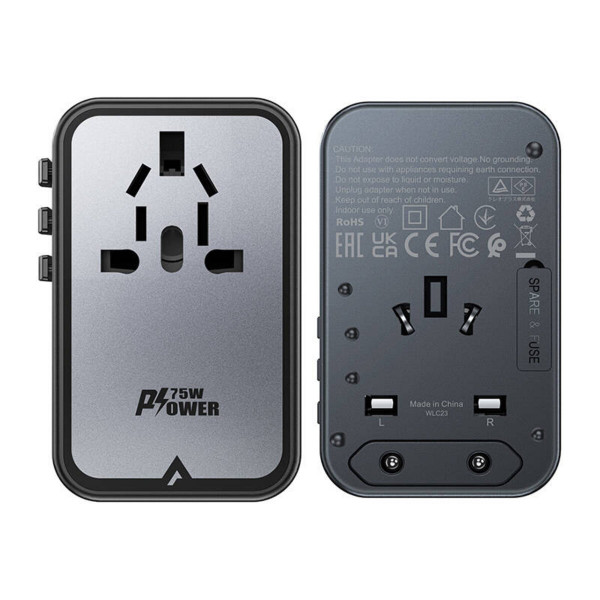 УЗП ACEFAST Z1 PD75W GaN (3*USB-C+2*USB-A) multifunctional charging adapter Чорний