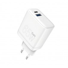 Зарядний пристрій WUW-C175 65W GaN USB A+USB C білий