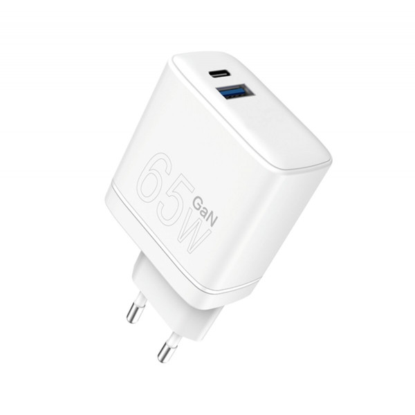 Зарядний пристрій WUW-C175 65W GaN USB A+USB C білий