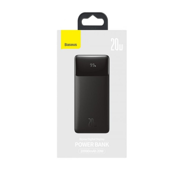 Зовнішній акумулятор Baseus Bipow Digital Display Power bank 20000mAh 20W Black