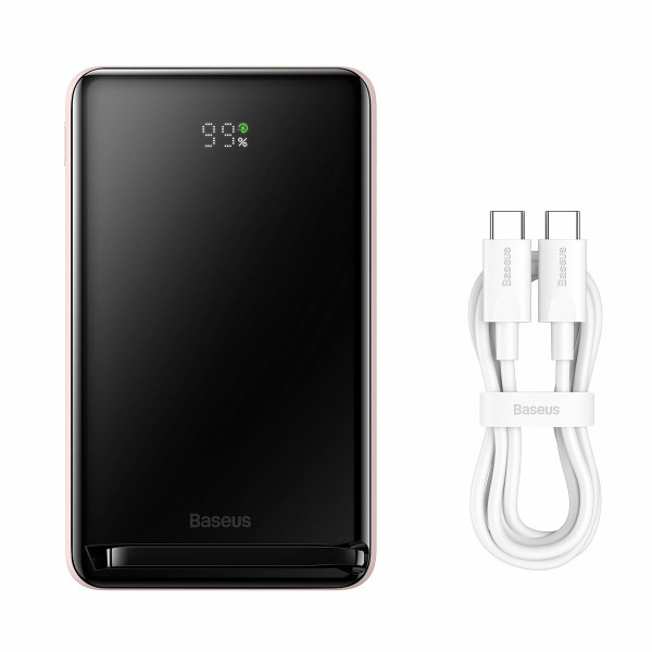 Зовнішній акумулятор Baseus Magnetic Bracket Wireless Fast Charge Power Bank 10000mAh 20W Pink