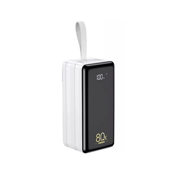 Зовнішній акумулятор REMAX Chinen Series 22.5W PD+QC Multi-compatible Fast Charging Power Bank with LED Light 80000mAh RPP-291 White