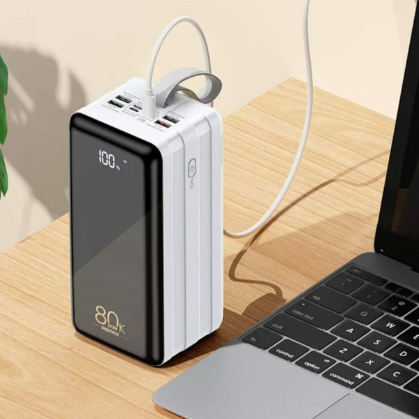 Зовнішній акумулятор REMAX Chinen Series 22.5W PD+QC Multi-compatible Fast Charging Power Bank with LED Light 80000mAh RPP-291 White