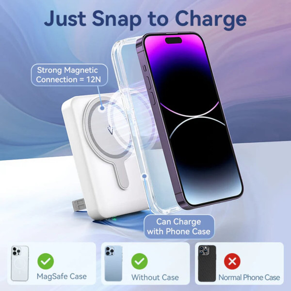 Зовнішній акумулятор Vention 10000mAh Magnetic Wireless Power Bank (USB-C + Lightning + USB-C + USB-A +Wireless) 22.5W Чорний LED Display Type (FHTB0)