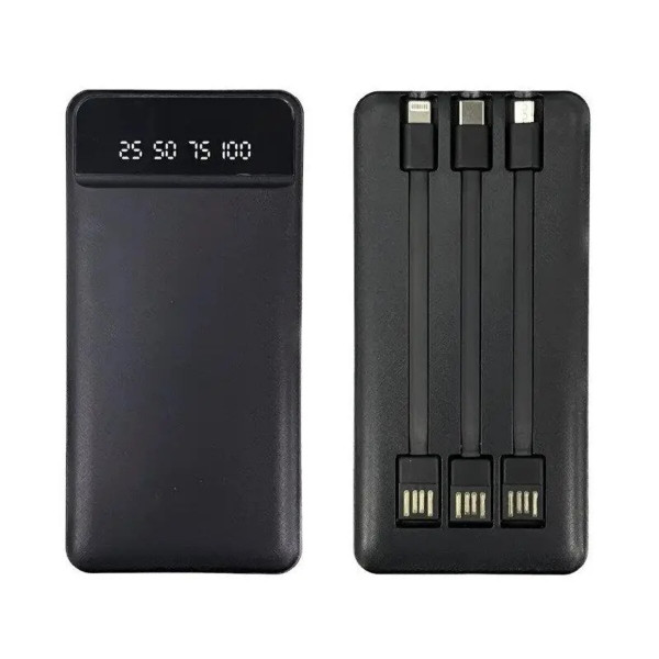 Зовнішній акумулятор XO PR164 Power bank with emergency lights, charging cable (Micro, TYPE-C, Lightning) 30000mAh Black