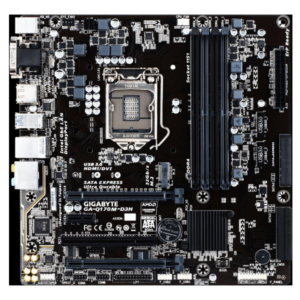 Б/У Материнская плата Gigabyte GA-Q170M-D3H mATX (s1151)
