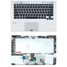 Клавиатура для ноутбука Sony Vaio (VPC-SB) Black, (Silver TopCase), RU (for fingerprint reader)