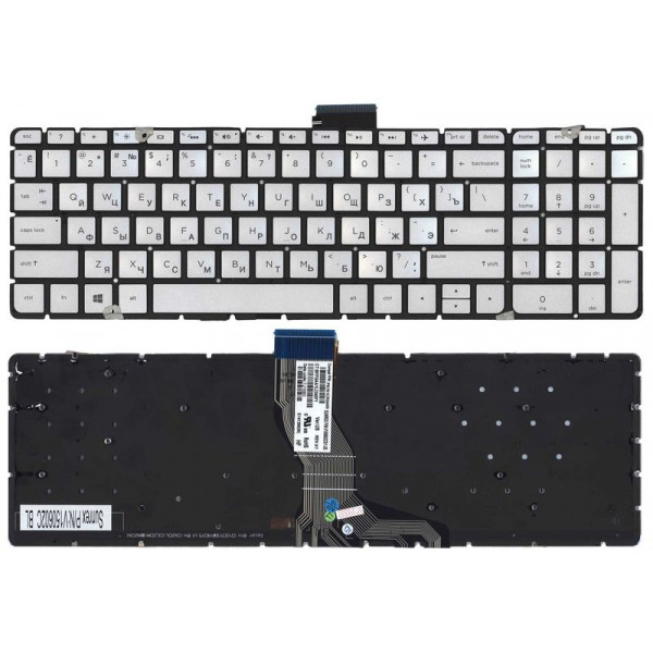 Клавиатура для ноутбука HP Pavilion (15-ab) Silver с подсветкой (Light), (No Frame) RU