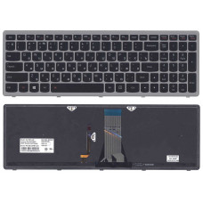 Клавиатурадля ноутбука Lenovo IdeaPad (G505S, Z510) с подсветкой (Light), Black, (Silver Frame), RU