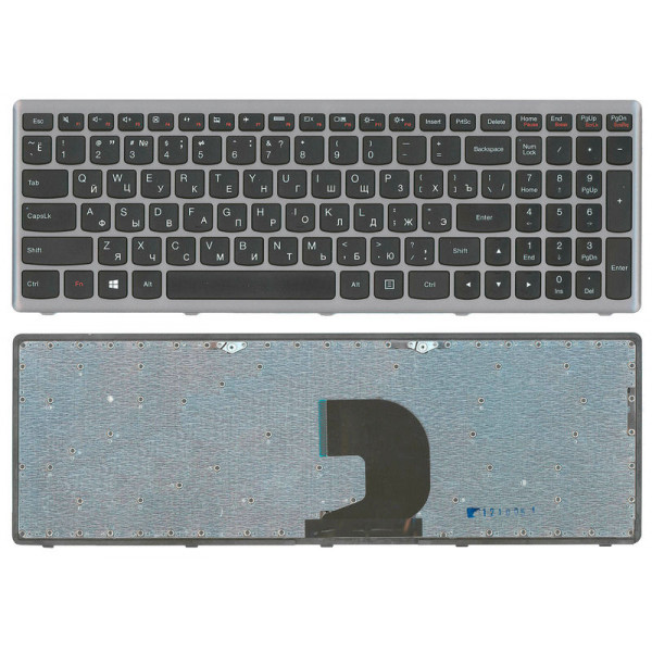 Клавиатура для ноутбука Lenovo Ideapad P500, Z500, Z500A, Z500G, Z500T Black, (Gray Frame) RU