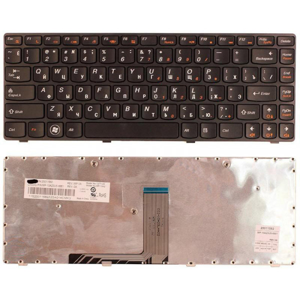 Клавиатура для ноутбука Lenovo IdeaPad (B470, V470) Black, (Black Frame), RU