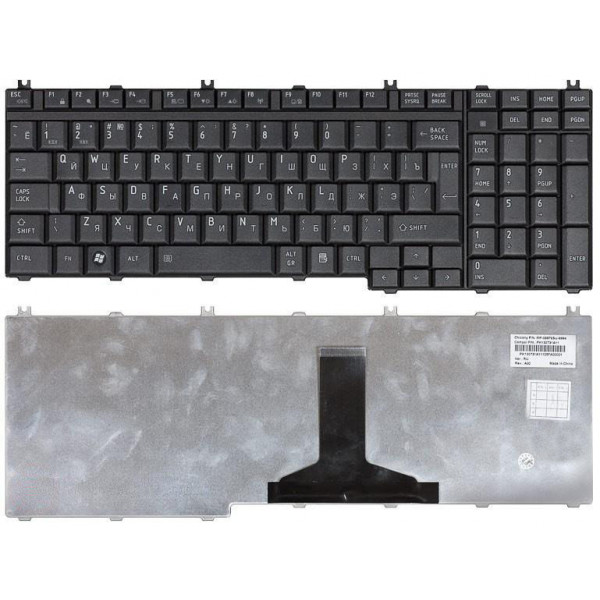 Клавиатура Toshiba Satellite (A500, A505, L350, L355, L500, L505, L550, F501, P200, P300, P500, P505, X200, Qosmio F50, G50, X300, X305, X500, X505) Black, Mat, RU (вертикальный энтер)