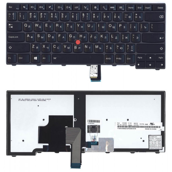 Клавиатура для ноутбука Lenovo ThinkPad Edge (T440, T440P, T440S), с указателем (Point Stick) Black, Black Frame, RU