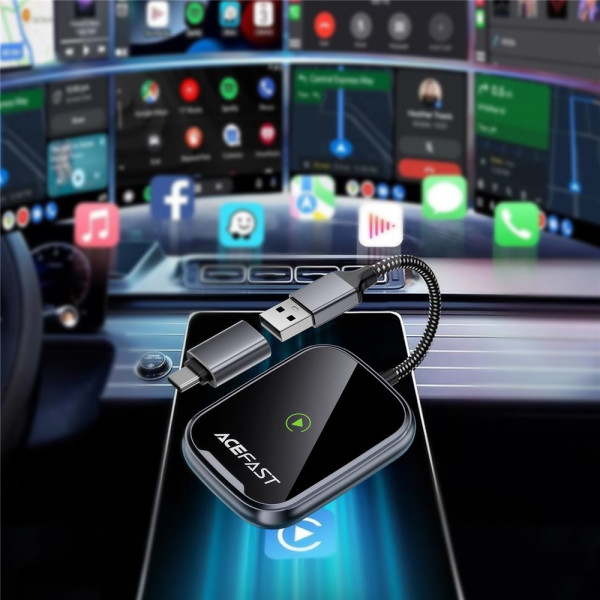 Адаптер CarPlay/Android AUTO wireless for car QC1 Acefast