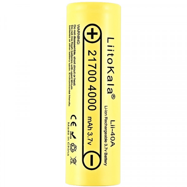 Акумулятор 21700 LiitoKala, Lii-40A, 4000mAh, 3.7V li-ion battery, 1 pcs