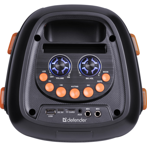 Акустична система 2.0 Defender Boomer 25, 25Вт RGB/BT/FM/USB/TF/AUX/MIC, чорна
