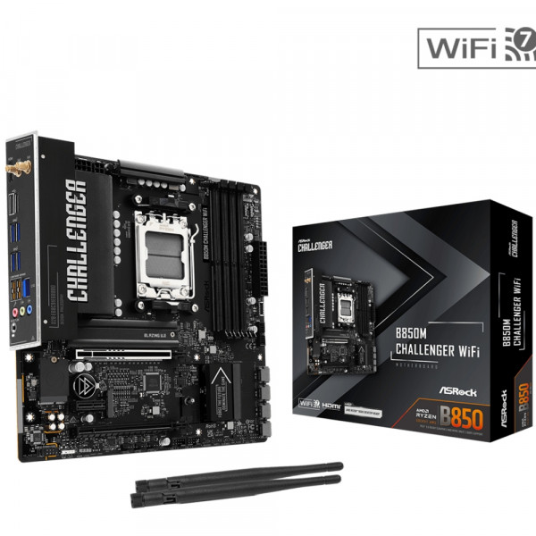 ASRock B850M CHALLENGER WIFI (AM5/B850, 4*DDR5, 2xPCIex16, HDMI/DP, 4xSATAІІІ,2xM.2, 2.5GLan, mATX)
