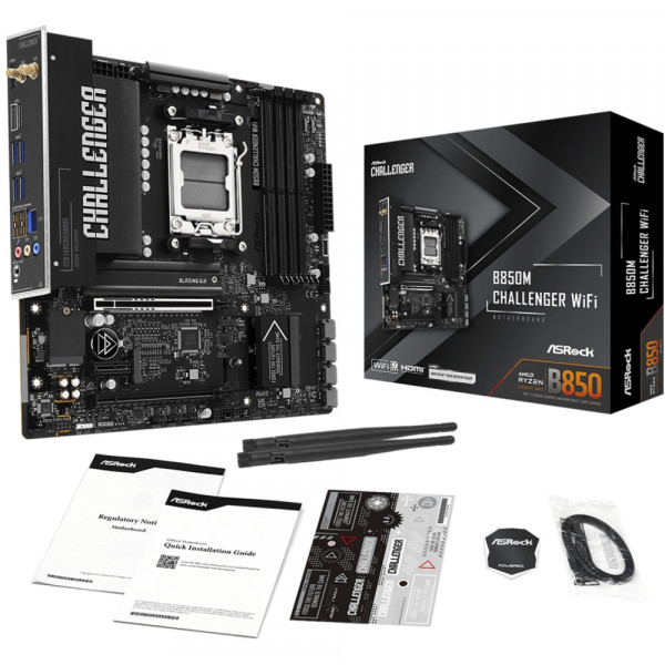ASRock B850M CHALLENGER WIFI (AM5/B850, 4*DDR5, 2xPCIex16, HDMI/DP, 4xSATAІІІ,2xM.2, 2.5GLan, mATX)