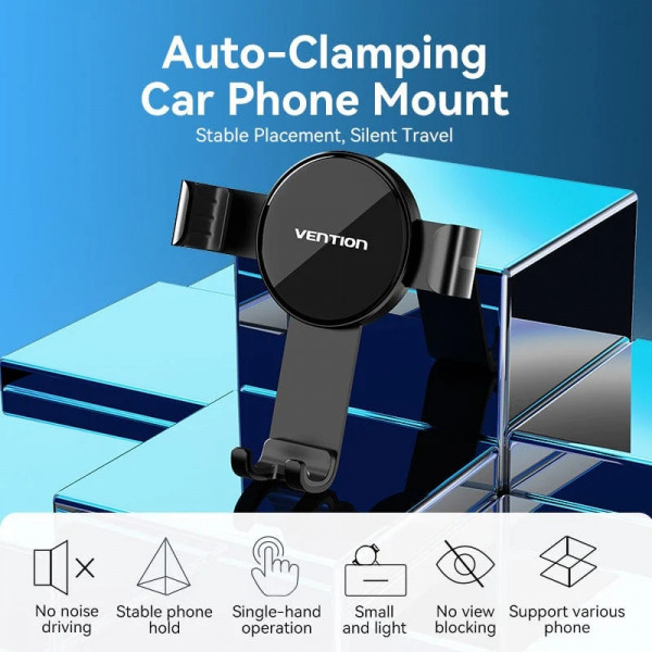 Автомобільне кріплення для смартфона 4.7-7.2" Car Phone Mount With Duckbill Clip Black Vention