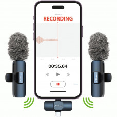 Бездротовий петличний мікрофон Media-Tech USB-C/Lightning 2-Pack Micro-Mic Duo MT416 Black