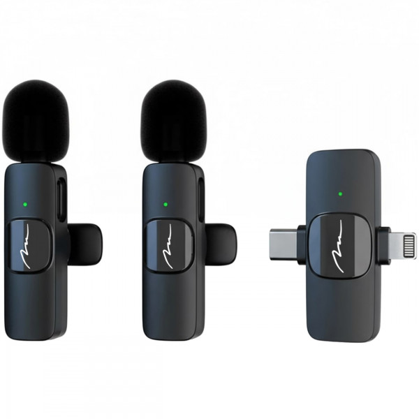 Бездротовий петличний мікрофон Media-Tech USB-C/Lightning 2-Pack Micro-Mic Duo MT416 Black