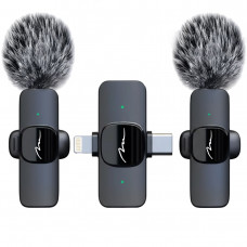 Бездротовий петличний мікрофон Media-Tech USB-C/Lightning 2-Pack Micro-Mic Duo MT416 Black