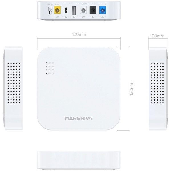 ДБЖ Marsriva DC Router UPS KP4 Max 3xDC+USB+USB-C OUT, 5V/9V/12V 18W 20000 mAh (74Wh) Li-Ion