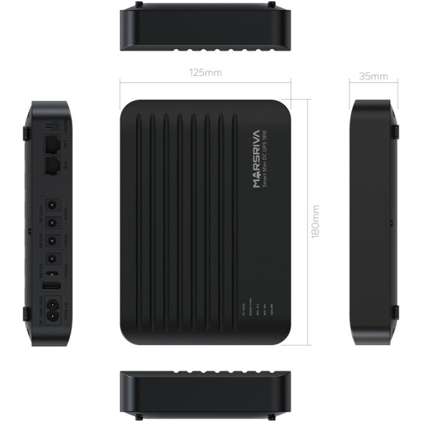 ДБЖ Marsriva DC UPS для роутерів KP5 Max 4xDC+USB+USB-C+PoE OUT, 5V/9V/12V/24V 18W 20000mAh LiFePO4