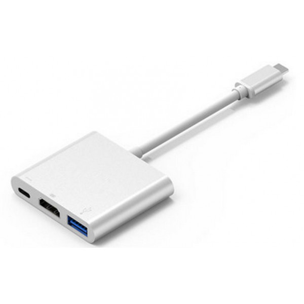 Док-станція USB3.1 Type-C -> HDMI/USB3.0/Type-C (F), кабель 0.1м, OEM