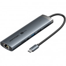 Док-станція USB3.2 Type-C -> HDMI 4K60Hz/USB 3.0/USB2.0/RJ45/SD/TF/PD 100W Hub 8-in-1 Vention