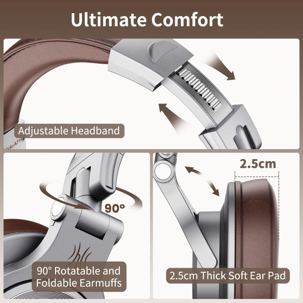 Гарнітура OneOdio A71, 3,5мм/6,35мм, Silver Brown