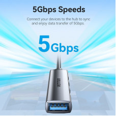 Хаб USB 3.0 -> 1xUSB 3.0/3xUSB 2.0, 0.15м, 5 Гбіт/с, Grey Vention