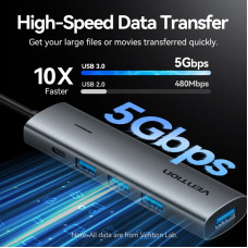 Хаб USB 3.0 Type-C -> 4xUSB 3.0/1xUSB-C, 5Gbps, Black Vention