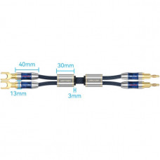HiFi Audio Speaker Cable 5.0м,Banana-Spade 2xM/M,4N OFC Silver, Gold-Plated,TPE + обплетення,Vention