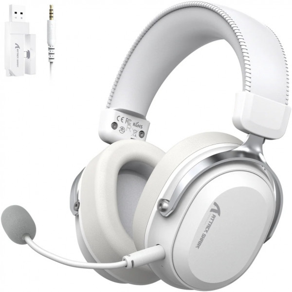 Ігрова гарнітура Attack Shark L30PRO Wireless, 2.4GHz/Bluetooth/3.5mm AUX/AUX-to-Type-C, White