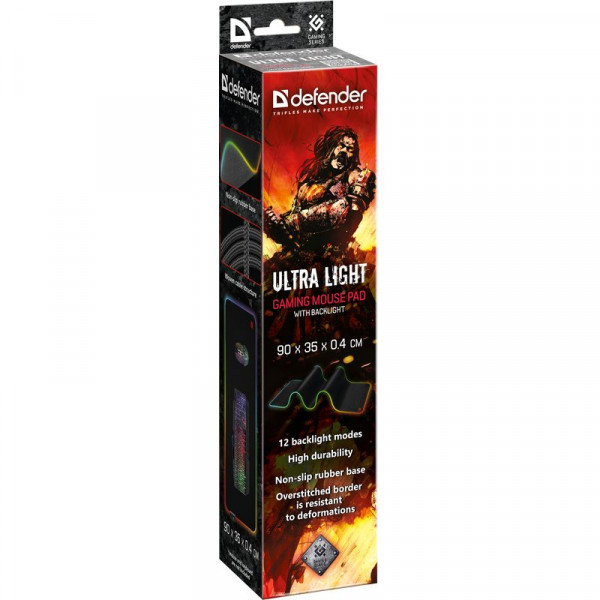 Ігрова поверхня Defender Ultra Light RGB, 900*350*4мм