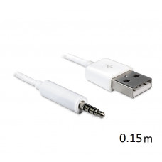 Кабель Audio USB для iPod Shuffle Jack TRRS M -> USB AM, 0,15 м. білий