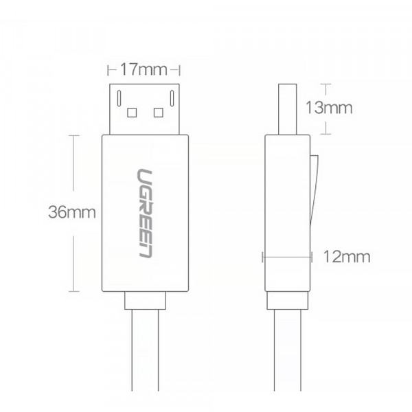 Кабель DisplayPort M - M V1.2 Cable 4K@60Hz; 2K@144Hz 2m DP102 чорний UGREEN