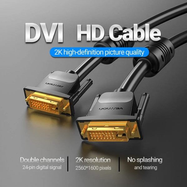 Кабель DVI-D 24M - 24M, 3.0м, 2K 60Hz, Gold-Plated, PVC Vention