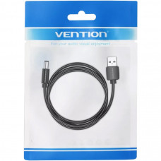 Кабель живлення USB AM - 5.5mm DC Power PVC 5V 3A, Black 1.5м Vention