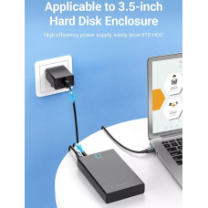Кабель живлення USB AM - 5.5mm DC Power PVC 5V 3A, Black 1.5м Vention