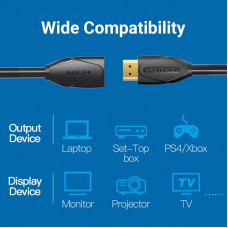 Кабель HDMI M - F (подовжувач), 1.0 м, V2.0, 4K 60Hz PVC Vention