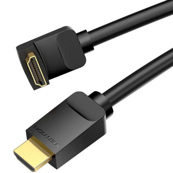 Кабель HDMI M - M, 1.0м, V2.0, 4K 60Гц, кут 270°, PVC, чорний Vention